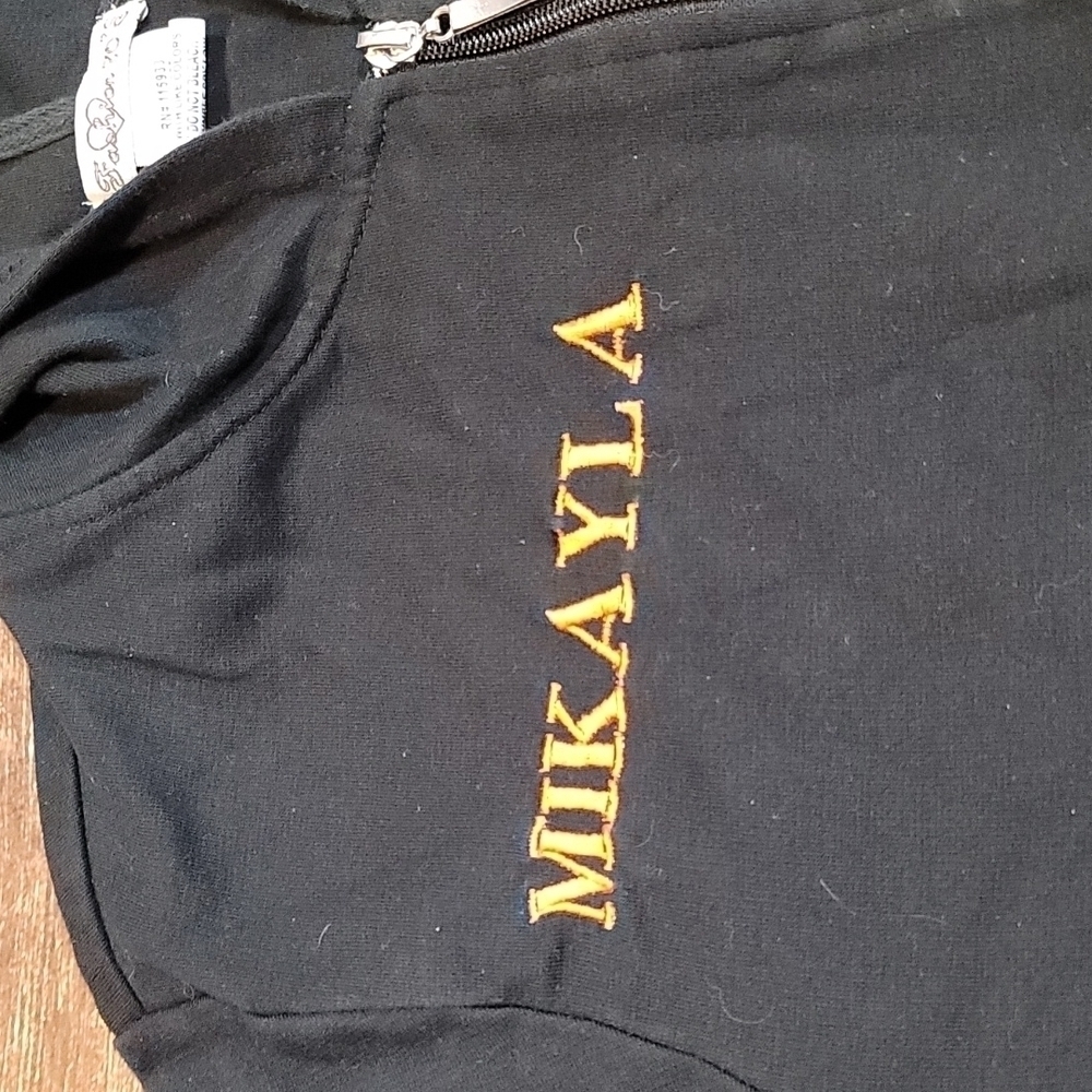 Custom-made MIKAYLA crystal basketball youth XL black hooded jacket Like New - Picture 4 of 6